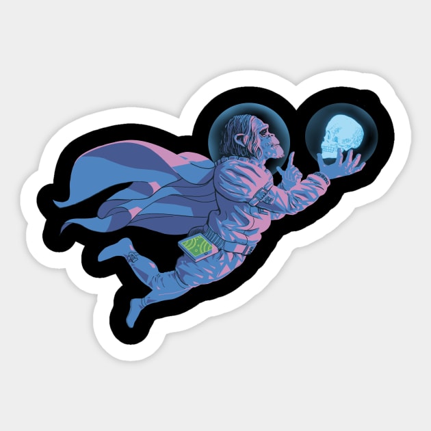 Monkey Hamlet In Space Sticker by dreamland